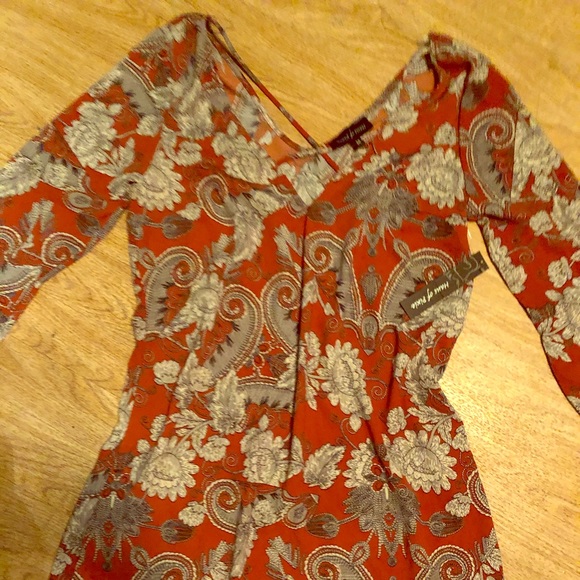 Dark Orange Floral Dress - Picture 1 of 5